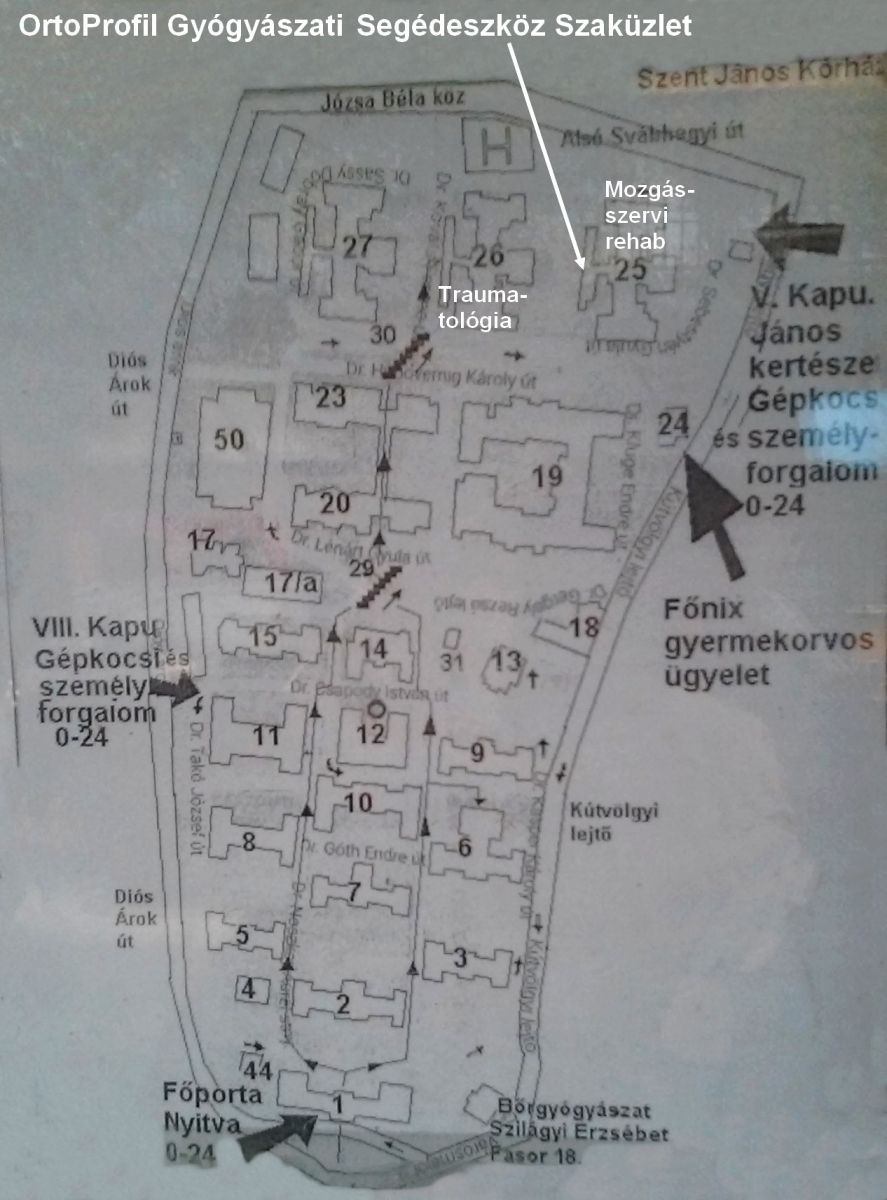 János Kórhát épület Térkép